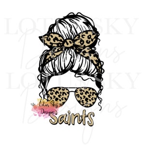 Saints Leopard Messy Bun | Instant Download | SVG and PNG Files | New Orleans | Louisiana