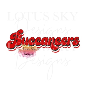 Buccaneers Retro Print Lettres | Prêt à appuyer sur | | de conception de presse thermique à sublimation Transfert | Guépard