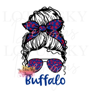 Buffalo Leopard Print Messy Bun | Ready To Press | Sublimation Heat Press Design | Transfer | Bills | NY