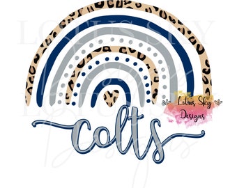 Colts Leopard Print Rainbow | Gotowy do druku | Projekt sublimacji na prasie termicznej | Transfer | Nadruk w geparda