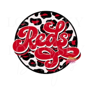 Retro Reds Leopard | Instant Download | SVG and PNG Files | Baseball | Red&#39;s