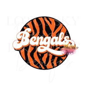 Retro Bengals Stripes Circle | Prêt à appuyer | Conception de presse thermique à sublimation | Transfert