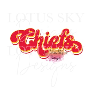 Chiefs Retro Print Letters / Ready To Press / Sublimation Heat Press Design / Transfer / Cheetah