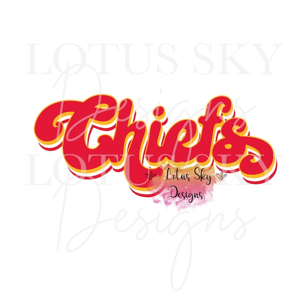 Chiefs Retro Print Brieven | Klaar om te drukken | Sublimatie Heat Press Design | Overdracht | Cheeta