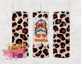 Leopard Print Chiefs Mama 20oz Skinny Tumbler | Instant Download | 1 PNG File for Tumbler Image | Sublimation Wrap | Zebra | Tailgate | Kiss