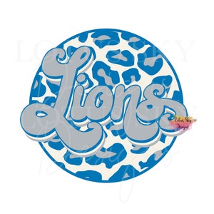 Lions Retro Leopard Print Circle / Listo para imprimir / Sublimación Heat Press Diseño / Transferencia