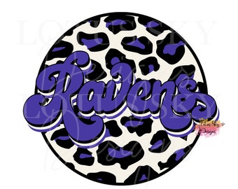Ravens Retro Leopard Print | Gotowy do druku | Projekt sublimacji na prasie termicznej | Transfer