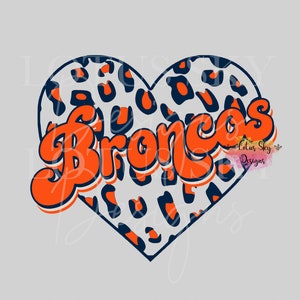 Broncos Retro Leopard Print Heart | Instant Download | SVG and PNG Files | Denver | Colorado