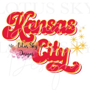 Lettres imprimées rétro étoiles scintillantes de Kansas City | Prêt à imprimer | Conception de presse à chaud par sublimation | Transfert