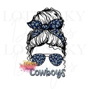 Cowboys Leopard Messy Bun | Druckfertig | Sublimation Transferpresse Design | Transfer | Texas