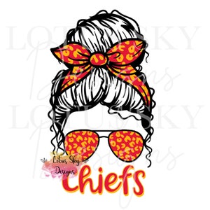 Chiefs Leopard Messy Bun | Ready To Press | Sublimation Heat Press Design | Transfer