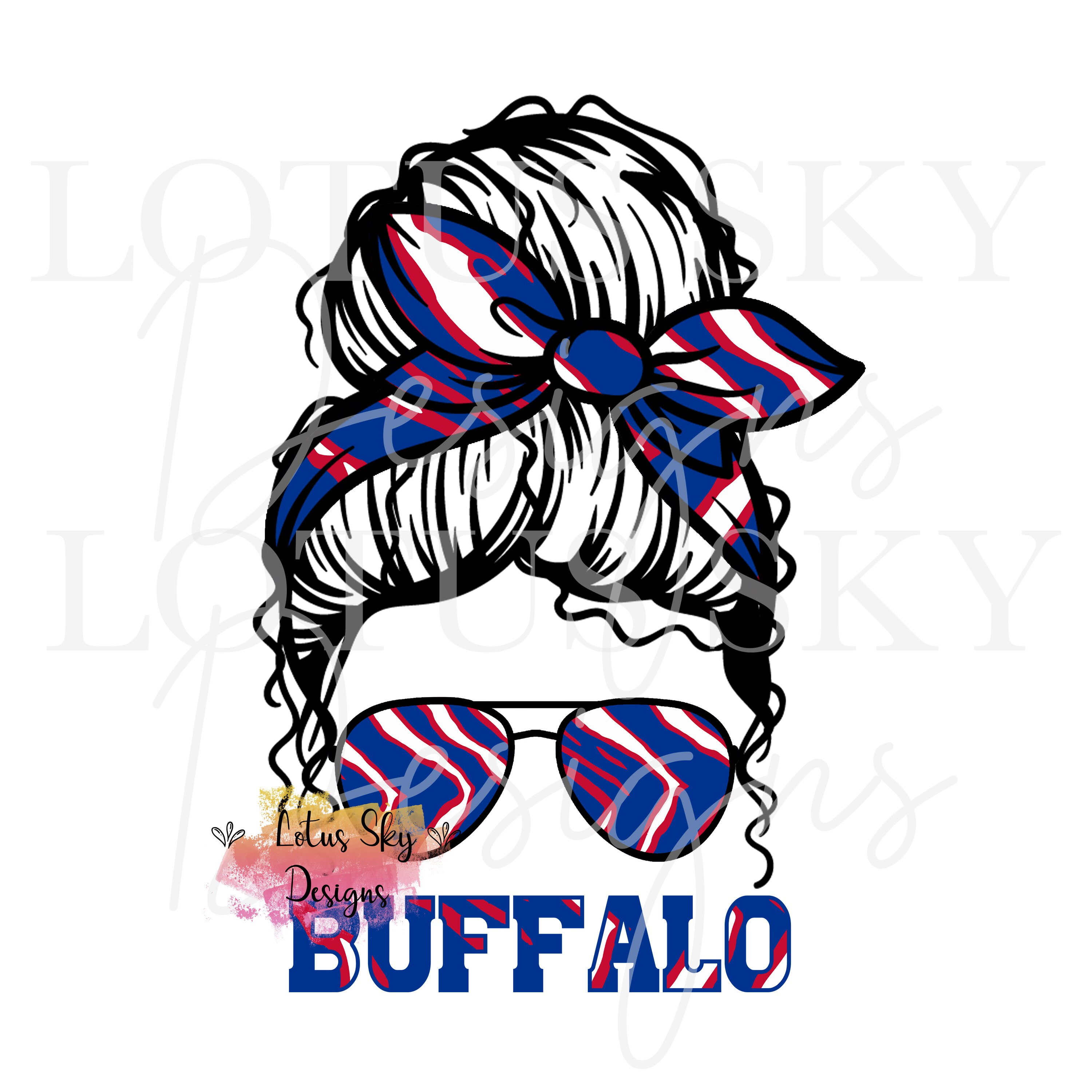 Buffalo Zubaz Print Messy Bun Ready to Press Sublimation Etsy