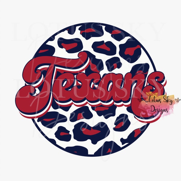 Texans Retro Leopard Print Circle | Ready To Press | Sublimation Heat Press Design | Transfer | Houston | Texas