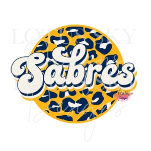 Sabres Retro Leopard Print | Instant Download | SVG and PNG Files | Buffalo | New York