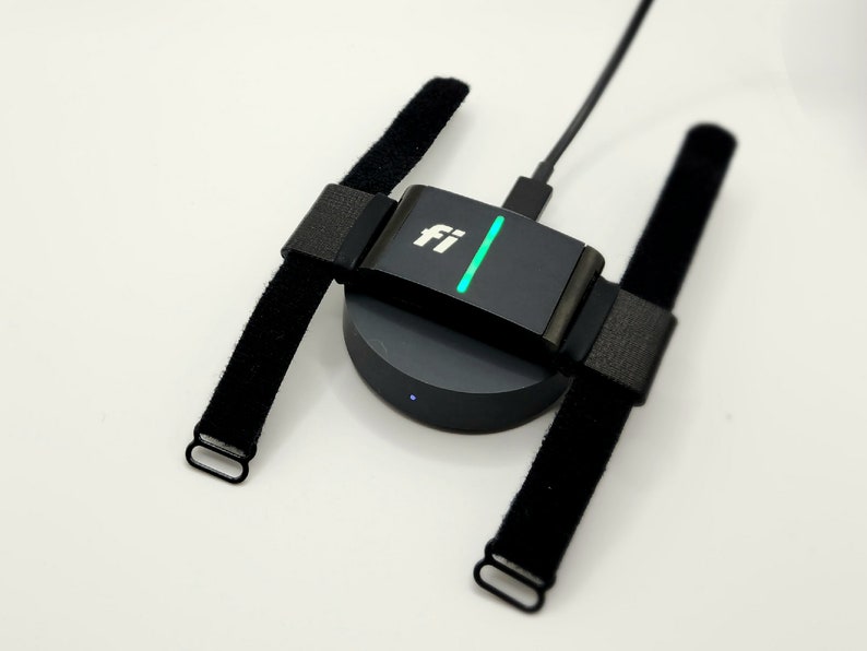 The Fi Series 3 collar adapter on the charging station