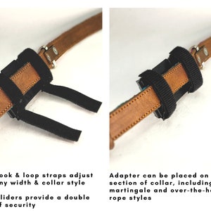 Instructions for installing and adjusting the Fi Series 3 adapter straps on a non-Fi collar