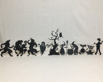 shadow theater, puppets for shadow theater, silhouettes, shadows, movable puppets for shadow theater, silhouette puppets to order, Halloween