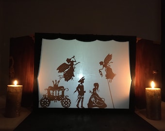 Shadow theatre, home scene, family leisure, Christmas gift, New Year gift, inventing stories, educational games.