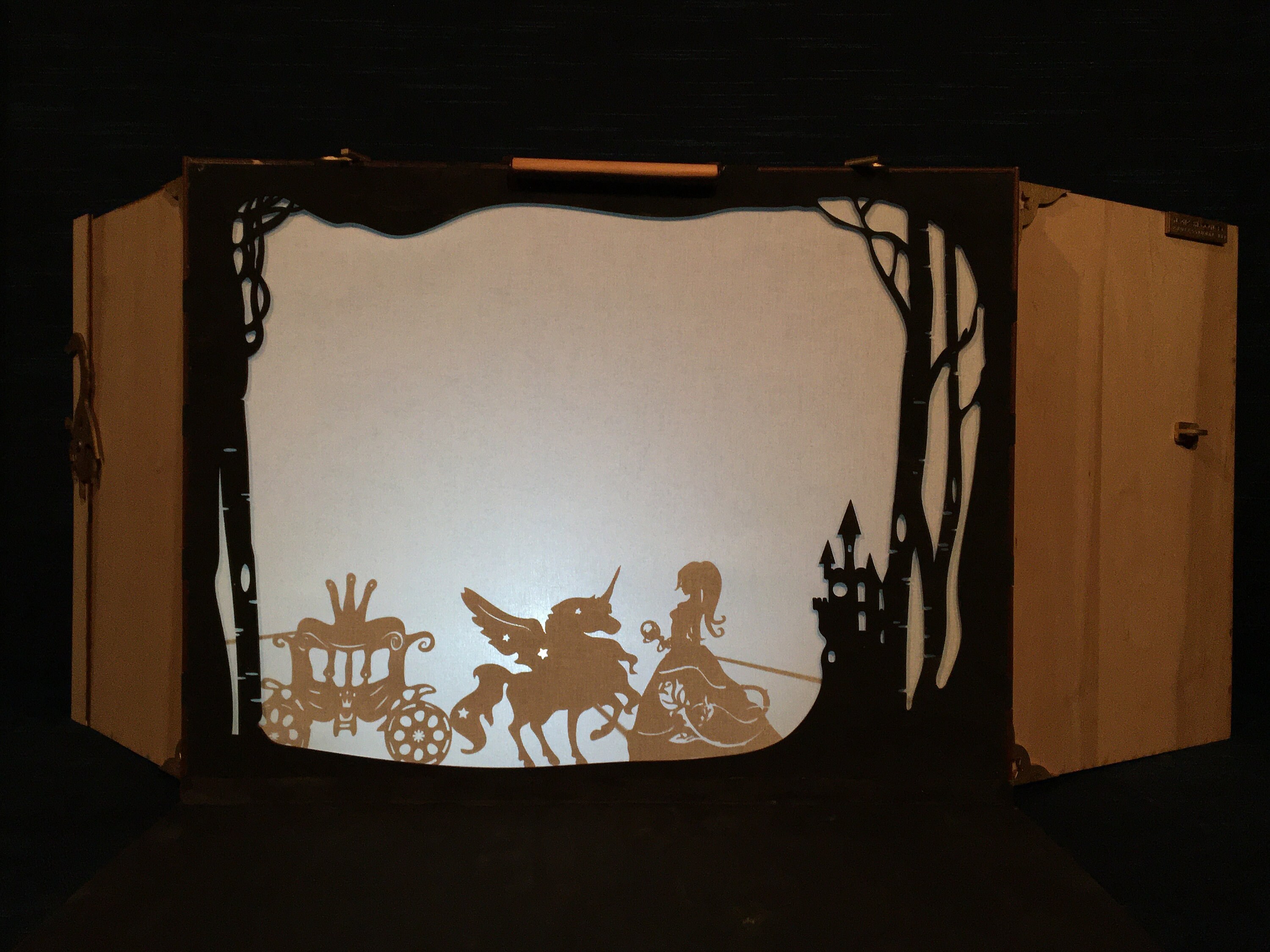 Shadow theater stage box and puppets wood wire Etsy