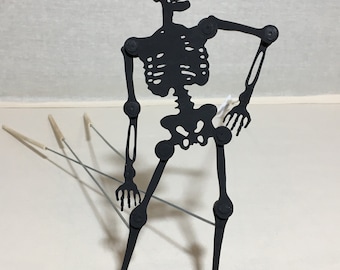 skeleton, shadow theater, papptts, figurines, movable pappets, pappet manipulation, Shadow theater, stage box, original gift, Halloween.