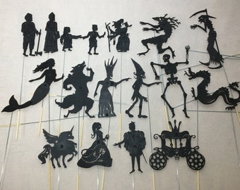 Marionetas de sombras, teatro de sombras, sombra, teatro de marionetas, espectáculo en casa, espectáculo de marionetas, sombra, regalo de cumpleaños, juegos educativos, educación escolar