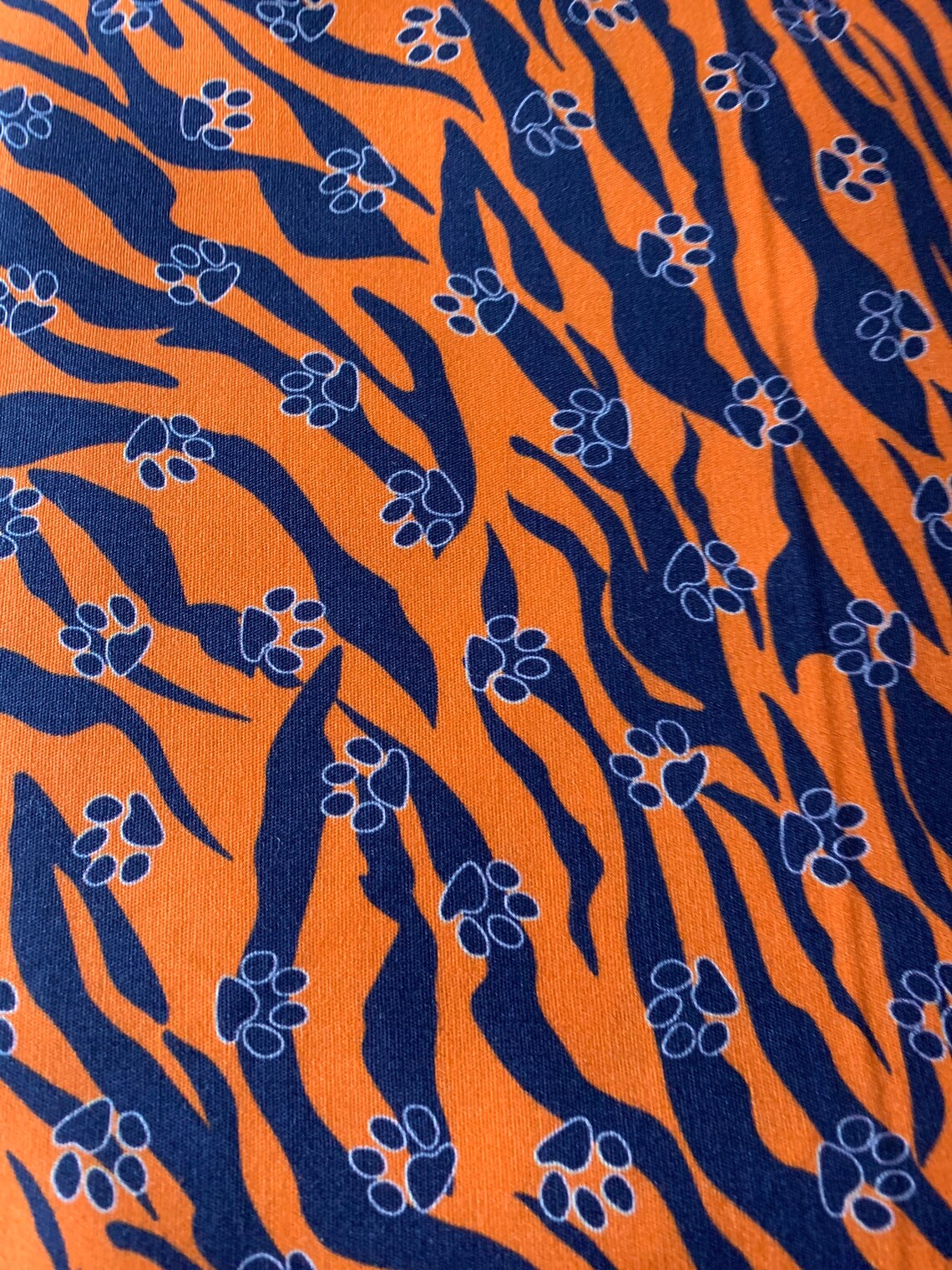 Tiger Paw Prints Cotton Fabric by Fabric Finders Auburn | Etsy