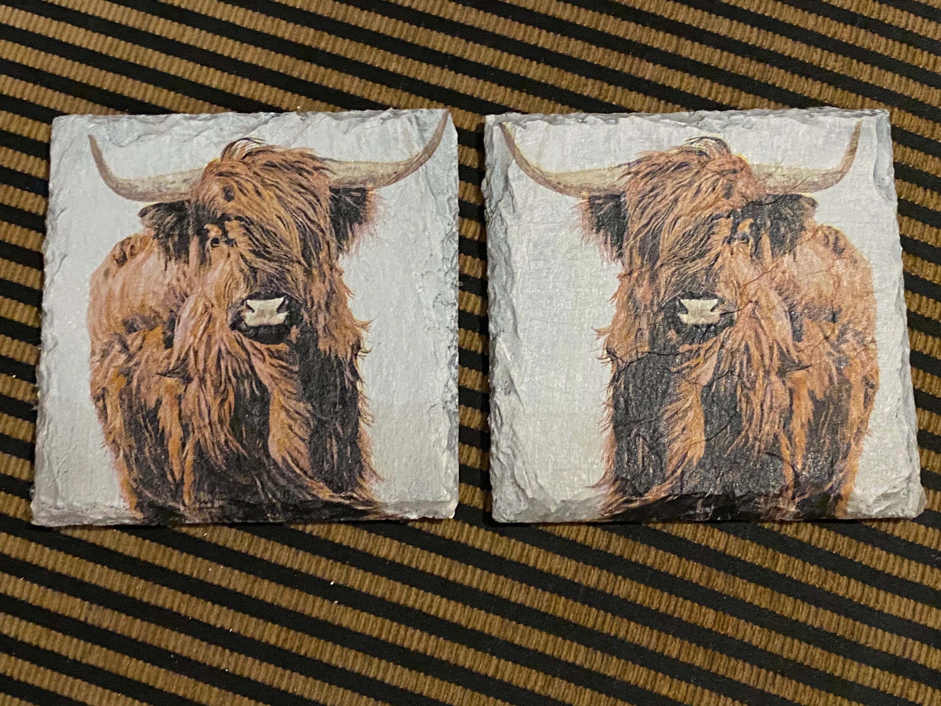 Highland Cow Decoupage Slate Coasters Etsy UK