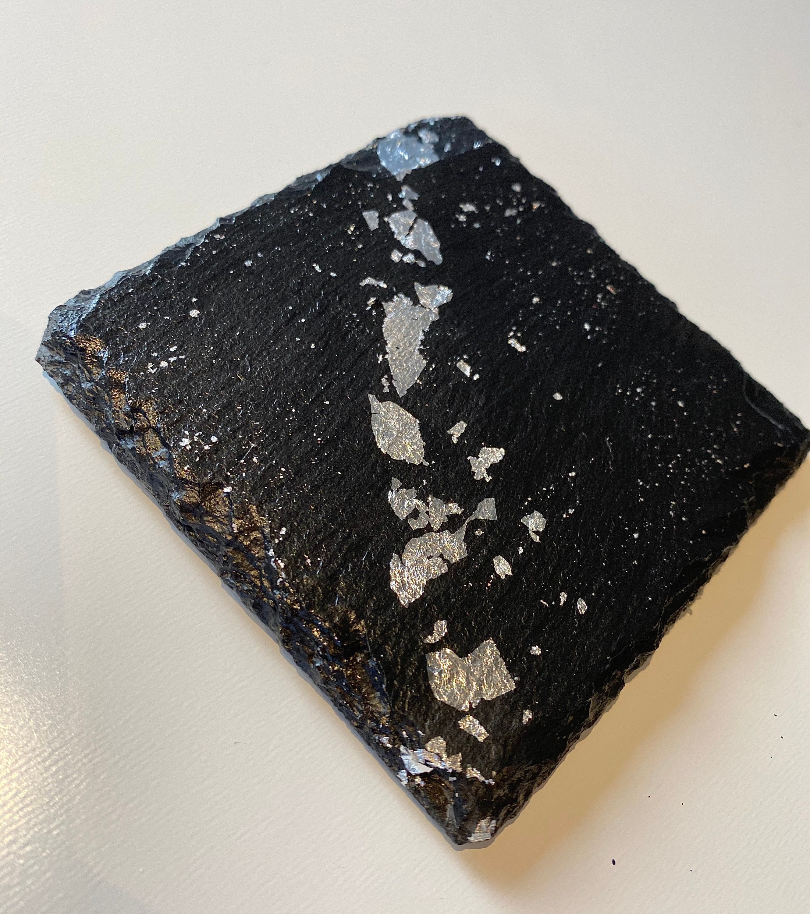 Black & Metallic Slate Coasters Etsy UK
