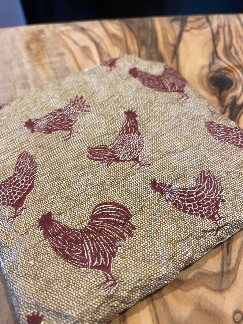 Chicken Country Kitchen Decoupaged Slate Coasters