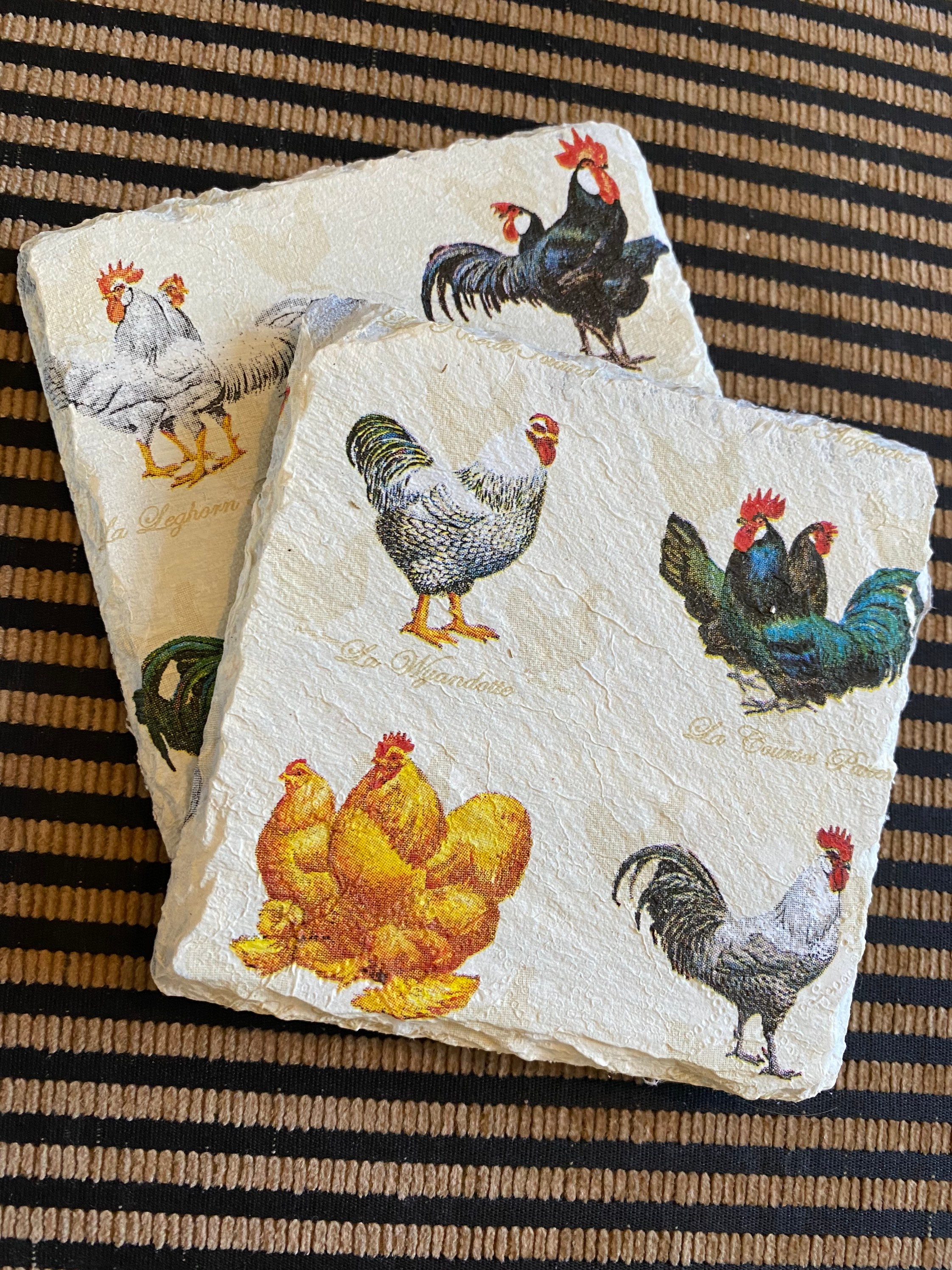 Chicken Decoupage Slate Coasters. Etsy UK