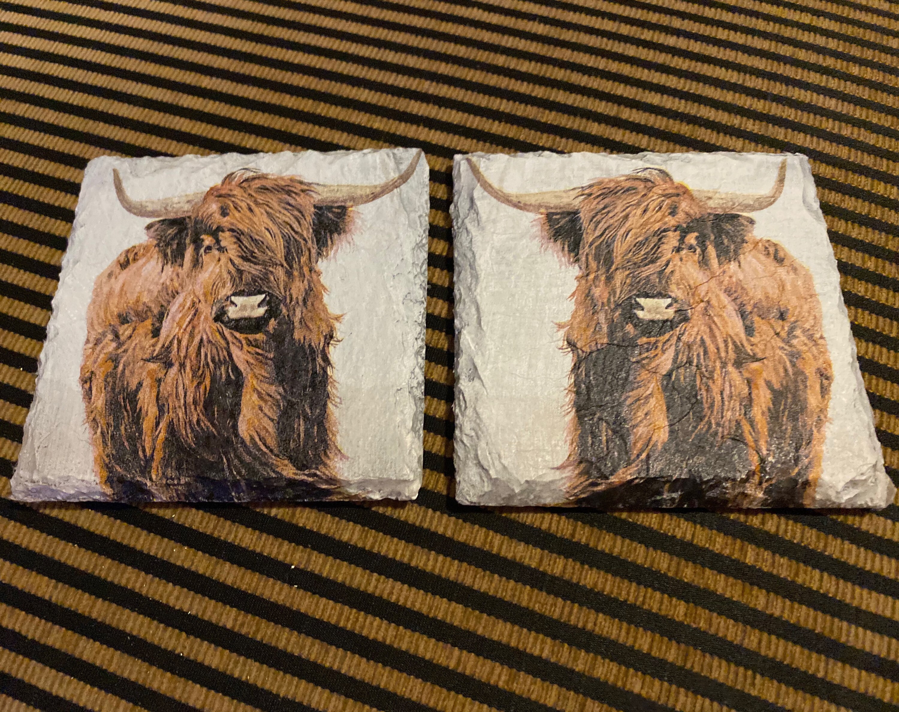 Highland Cow Decoupage Slate Coasters Etsy UK