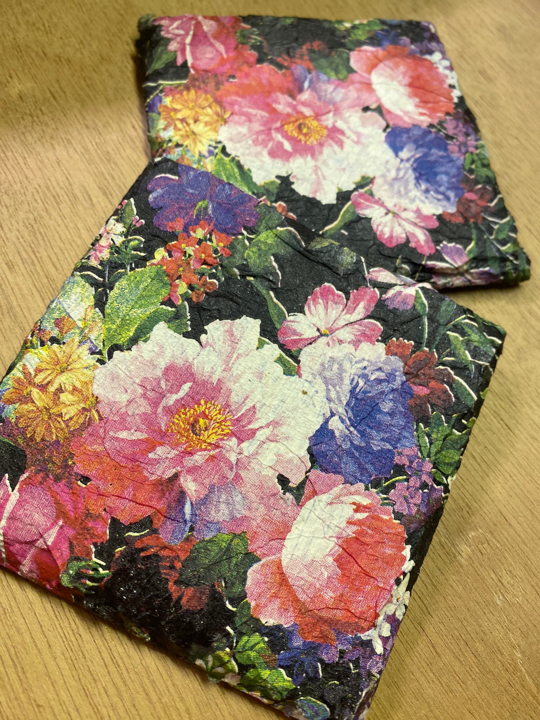 Dark Floral Decoupage Slate Coasters Etsy UK