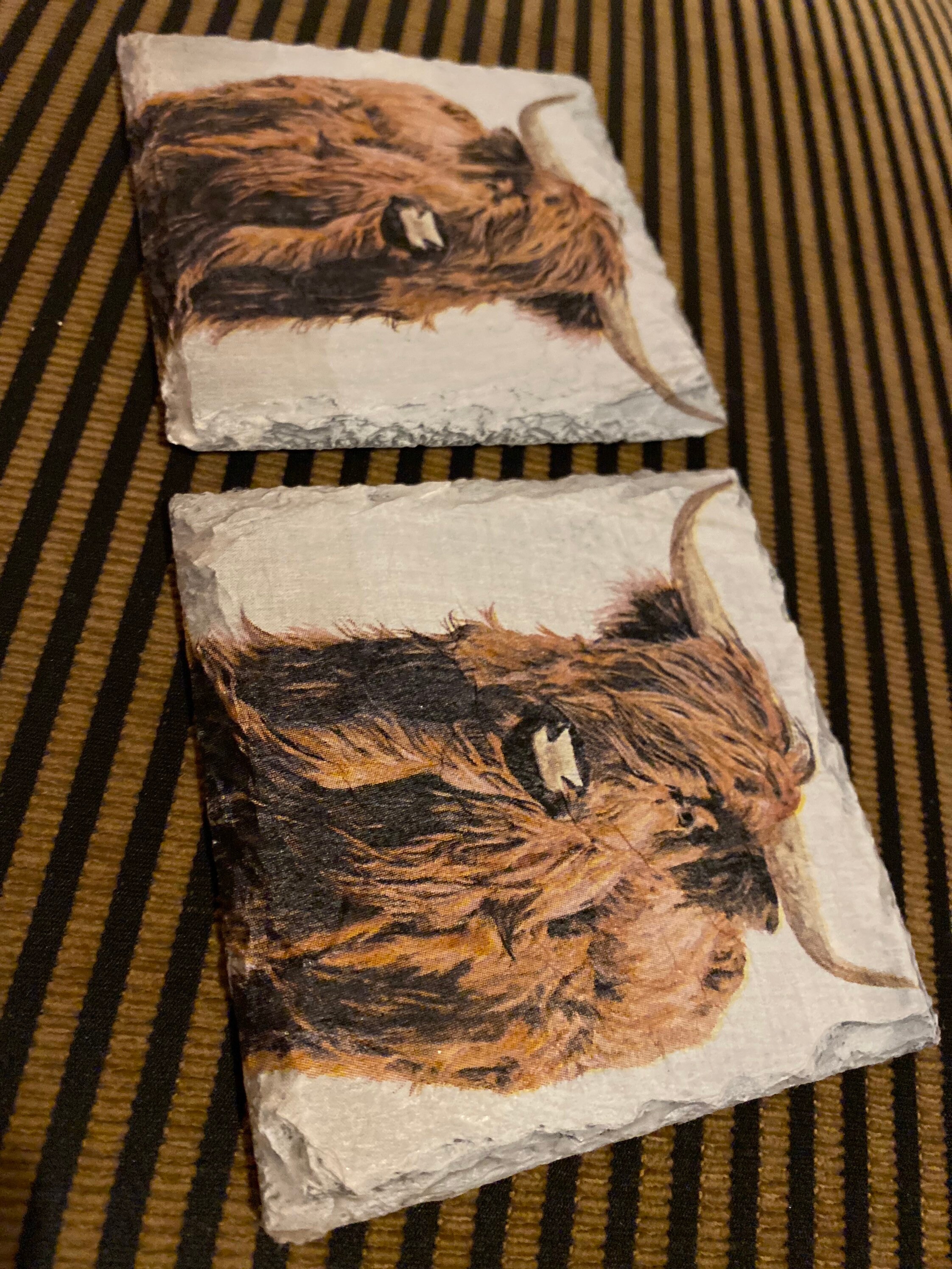 Highland Cow Decoupage Slate Coasters Etsy UK