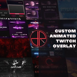 Custom Animated Twitch Overlay Package, Design for streamers