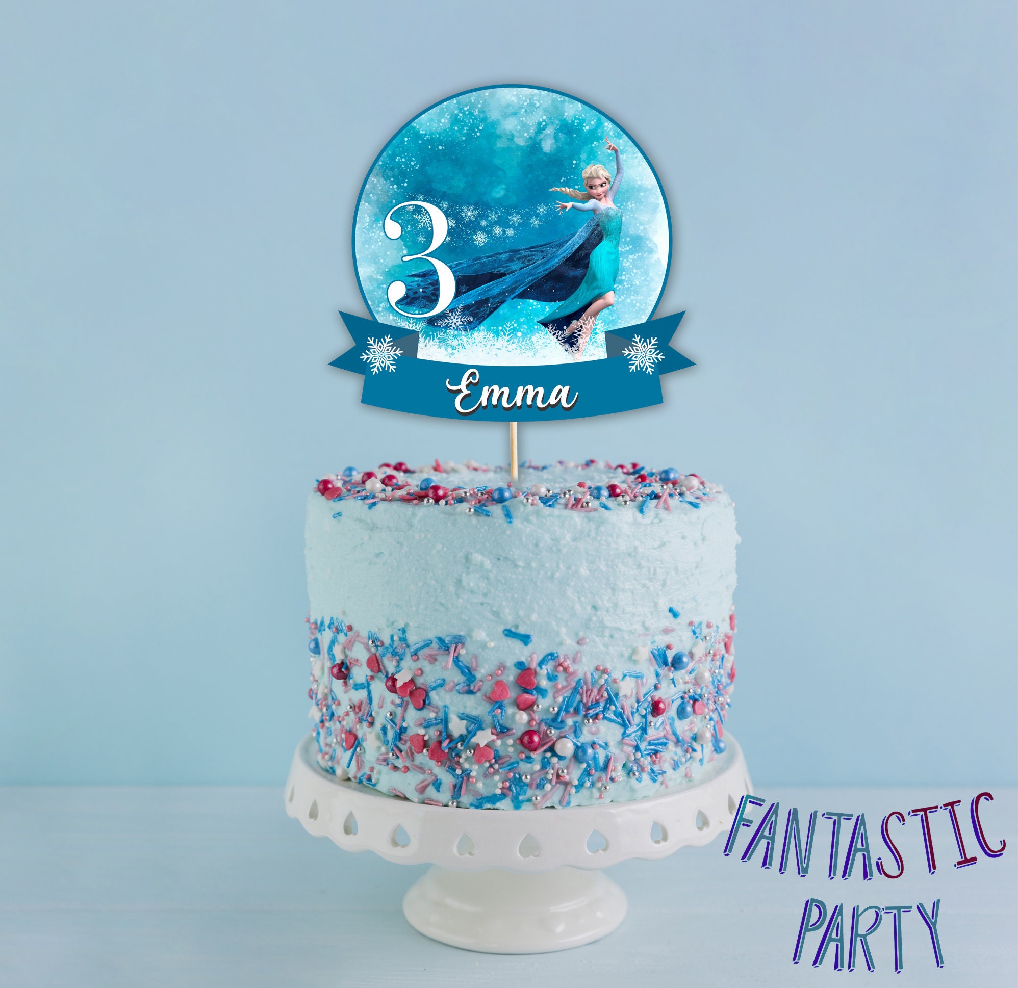 Personalized Queen Elsa Cake Topper Printable Party Decor | Etsy