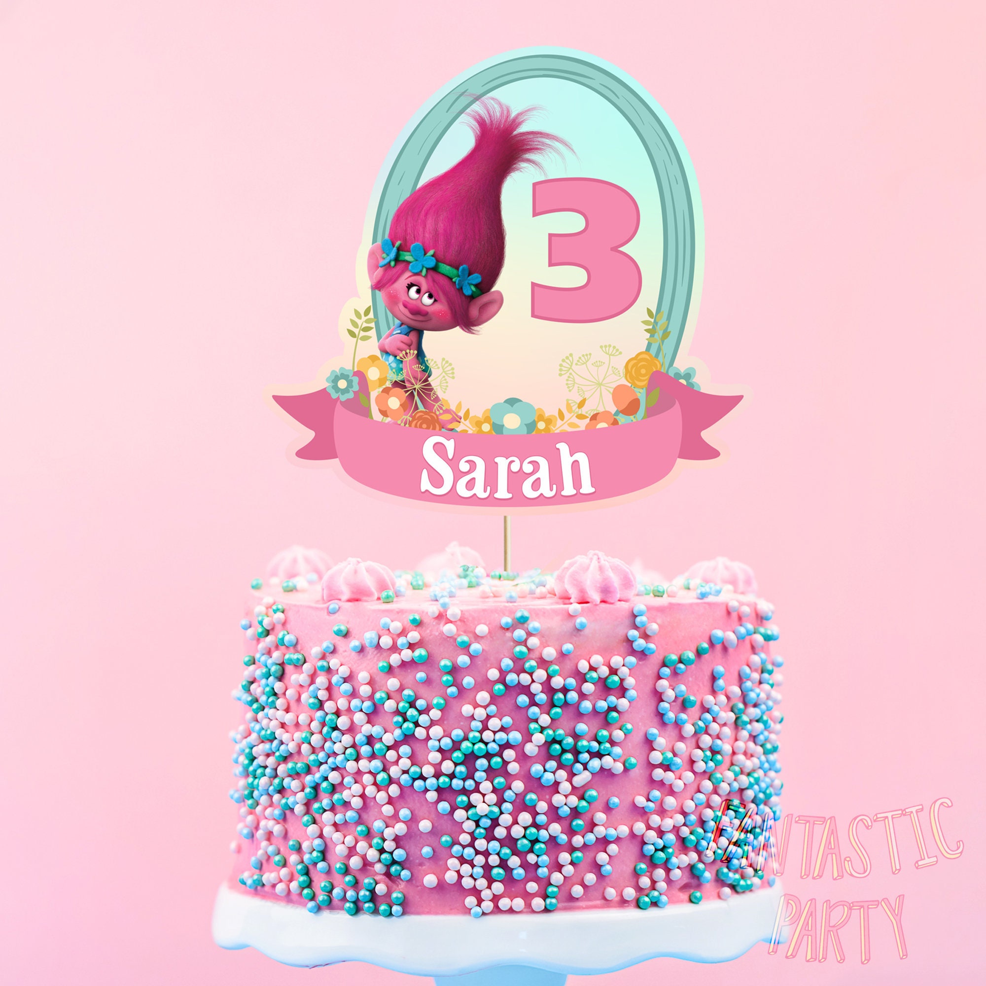 Personalized Poppy Cake Topper Printable Party Decor | Etsy