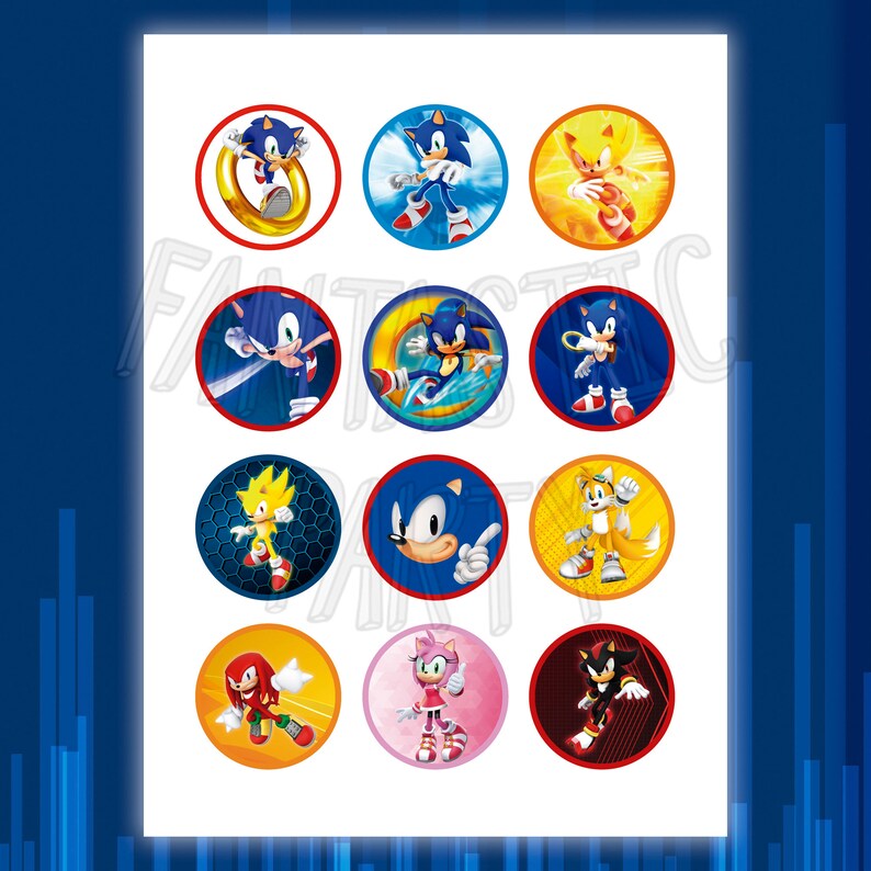 Printable Sonic Cupcake Toppers Cupcake tags Party Decor | Etsy