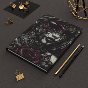 Gothic Art Hardcover Journal, ästhetisches Notizbuch, jetzt im Trend, Geschenk für Autoren, Dark Fantasy Journal, Rosendesign, Schulanfang, einzigartig