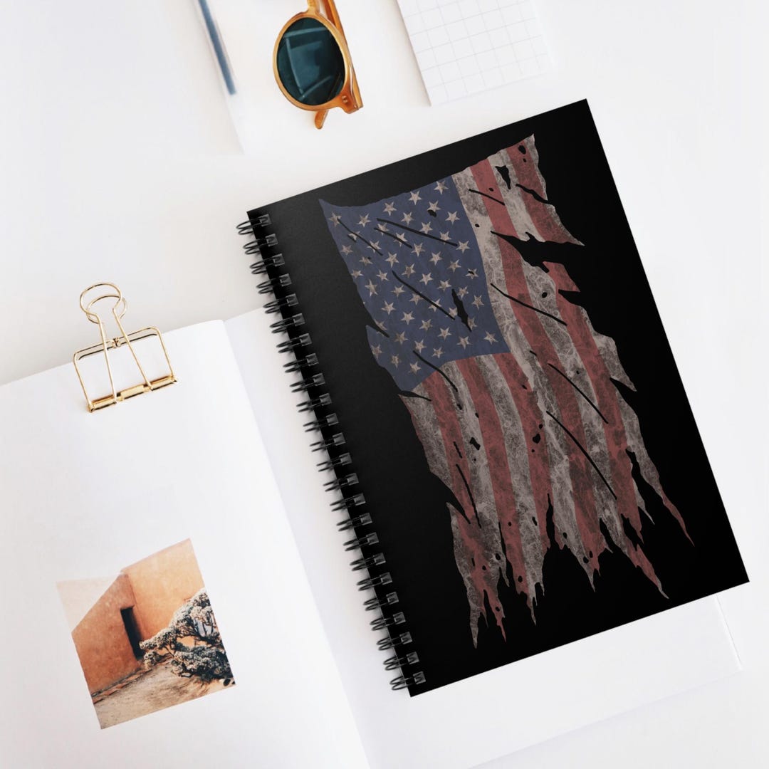 Flagging Notebook Distressed American Flag Spiral Notebook - Patriotic Journal - Etsy