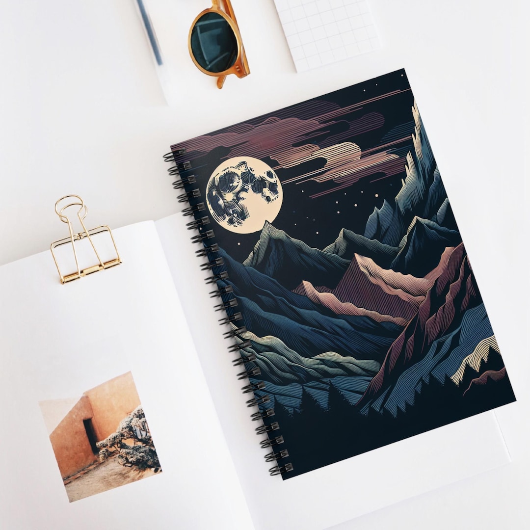 Moonlit Mountain Spiral Notebook – Aesthetic Journal - Etsy