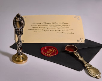 Custom Envelope with Wax Seal, Wedding Gift, Personalized Wish on Craft Paper, Birthday Gift, Rose Wax Stamp, Memorable Gift, Personal Wish