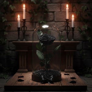 Premium Forever Black Rose, Memorable Birthday Gift, Preserved Black Rose in Big Glass Dome, Personalized Anniversary Gift for Girlfriend image 7