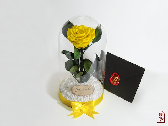 Preserved Yellow Rose, Personalized Gift for Her, Real Forever