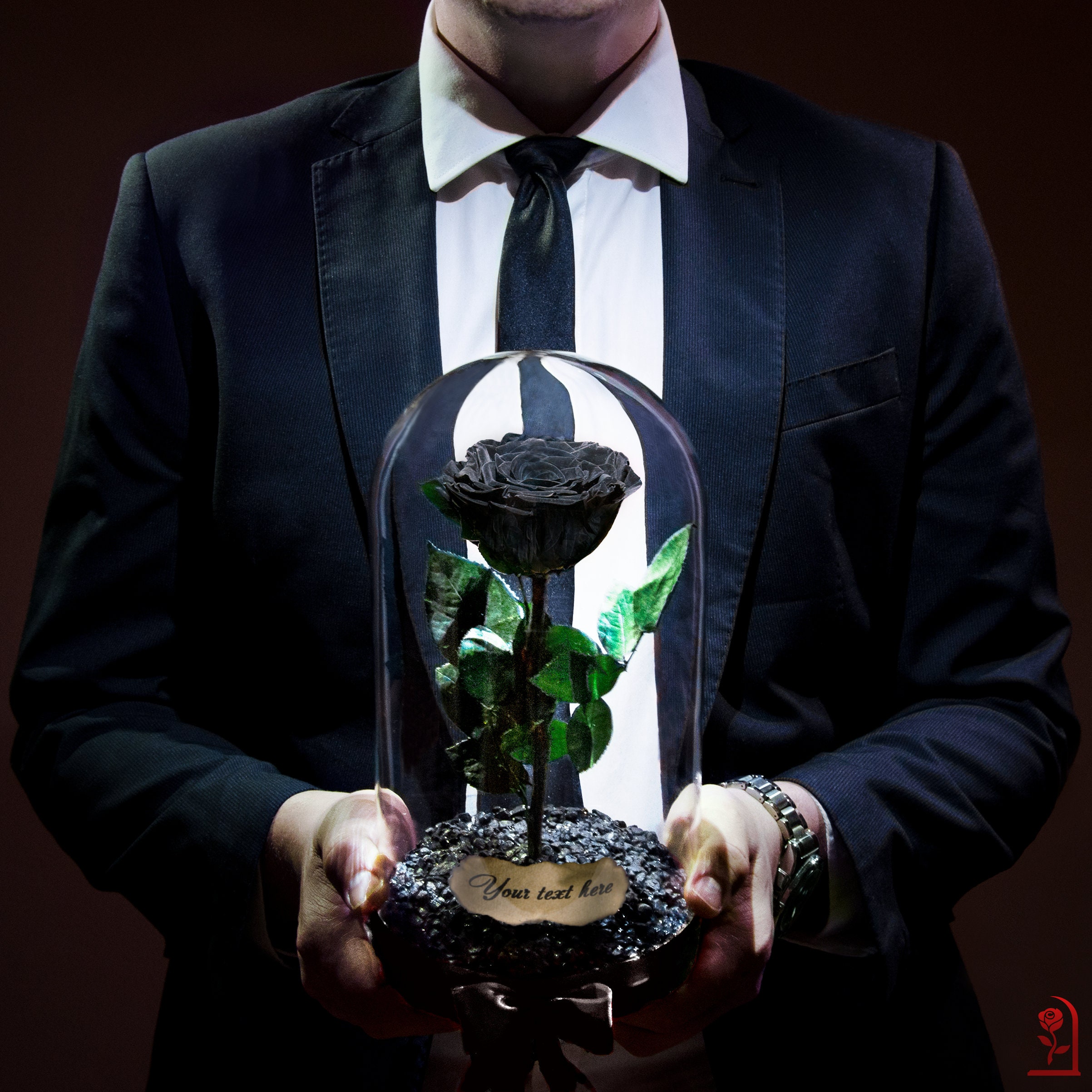 Eternal Black Rose in Glass Dome, Romantic Christmas Gift, Gothic