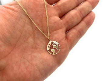 Gouden Kaart Ketting | Wereldkaart ketting | Globetrotter ketting | Wereld ketting | Medaille Ketting | Sierlijke Ketting | Aarde Ketting