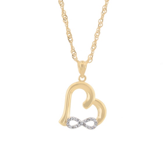 Gold Heart Infinity Necklace Heart Pendant Herat Necklace Love