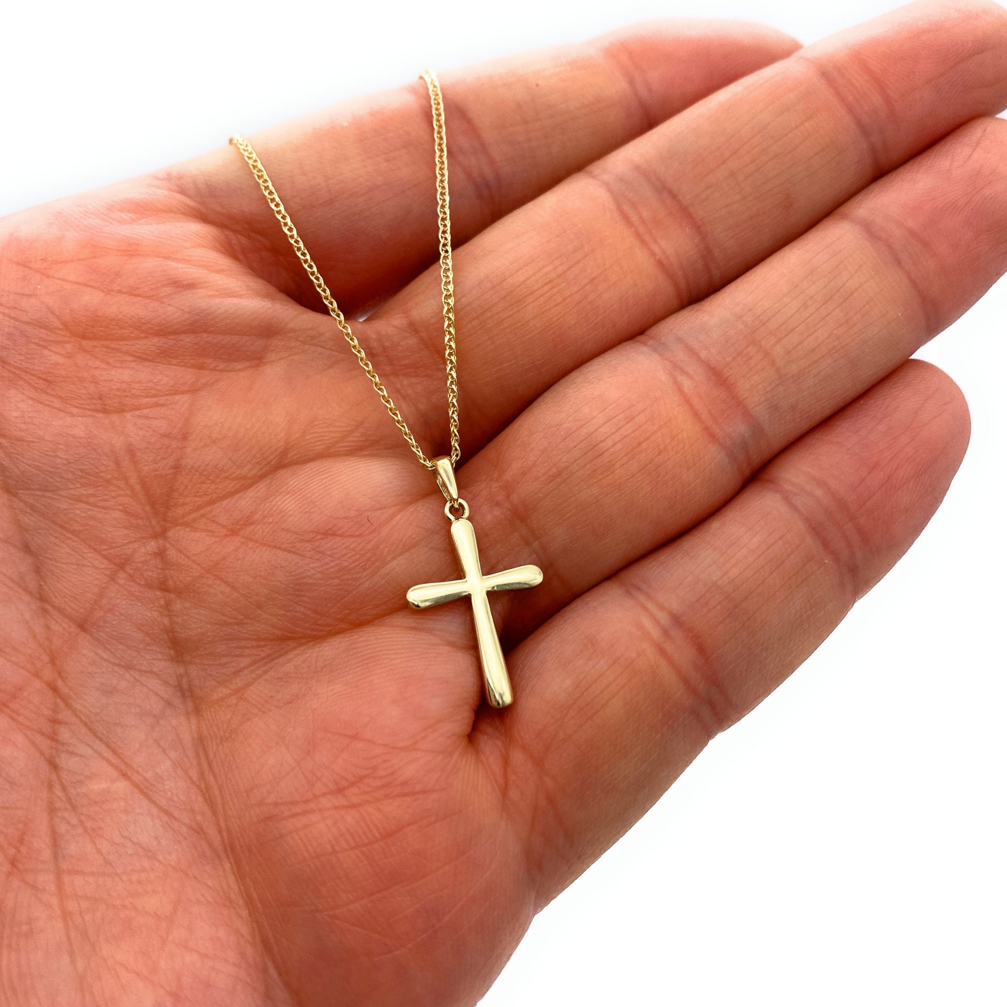 9ct gold cross cheap pendant and chain