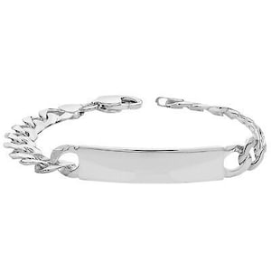 Personalised Mens Bracelet 925 Sterling Silver ID Bracelet, Fathers Day Gents Dads Gift,Gift for Him, Boyfriend, Son, Husband FREE Engraving