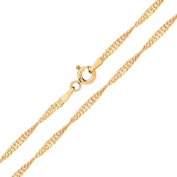 9ct Gold Chain Necklace for Woman - 9ct Gold Womens Singapore Long Link Chain Necklace Ladies, Gift for Women, Moms Gift 16 18 20 22 24 inch