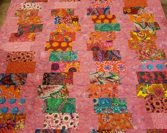 Completed Quilt, Kaffe Fassett Quilt, Grunge Quilt, Shuffle Quilt #2, Quilt, Made in Canada, Ready to Ship
